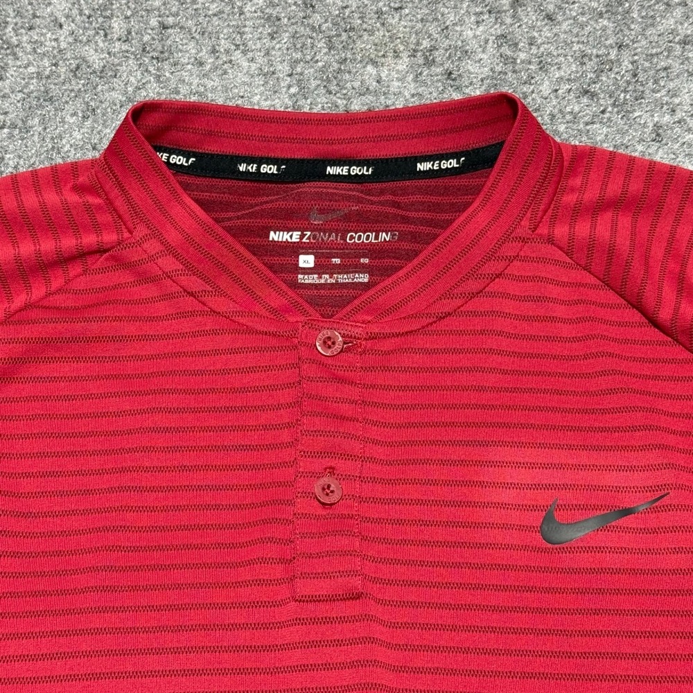 Nike Tiger Woods Polo Shirt Mens XL Red Golf Dri Fit TW Zonal Cooling 932175-618